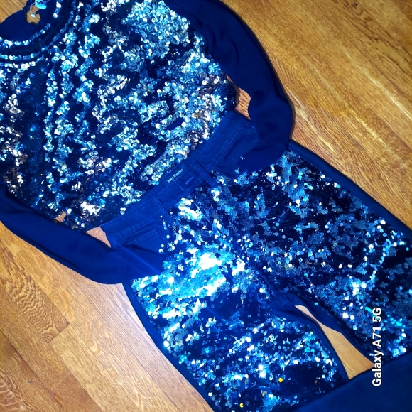 NWOT Juicy Couture 2-Tone Luxe Denim High Waisted Sparkly Sequin Jeans - Picture 10 of 14